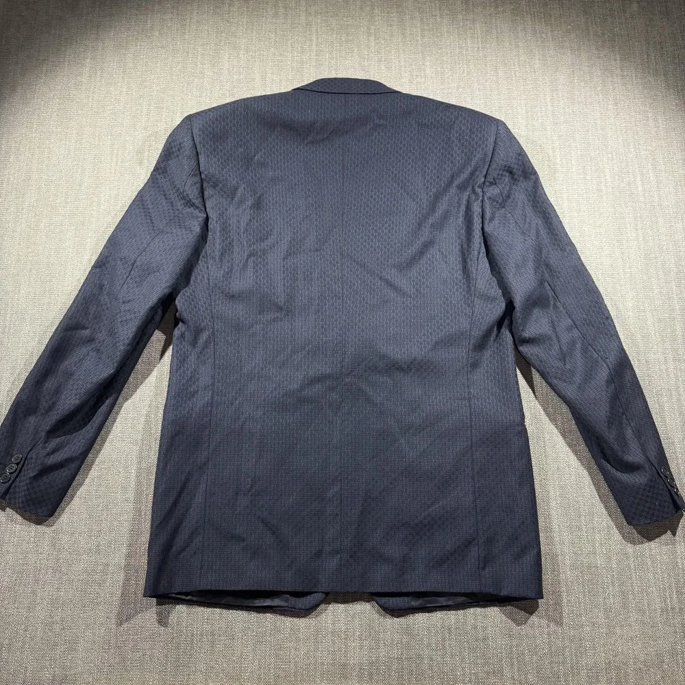 Lubiam Sport Coat Mens‎ IT 52 Blue Wool Check Tweed Blazer Jacket Made Italy